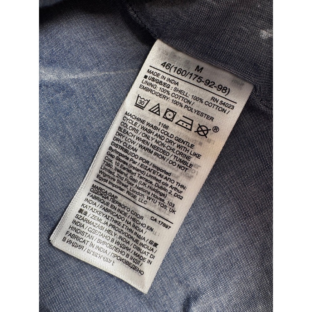 Cottagecore Gap Blue Eyelet Flutter Sleeve Cotton Blouse Medium Boho Top - Picture 7 of 9